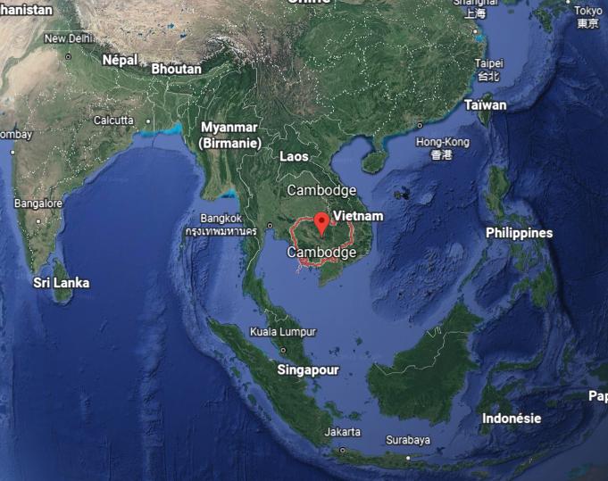 Asie Cambodge carte google earth